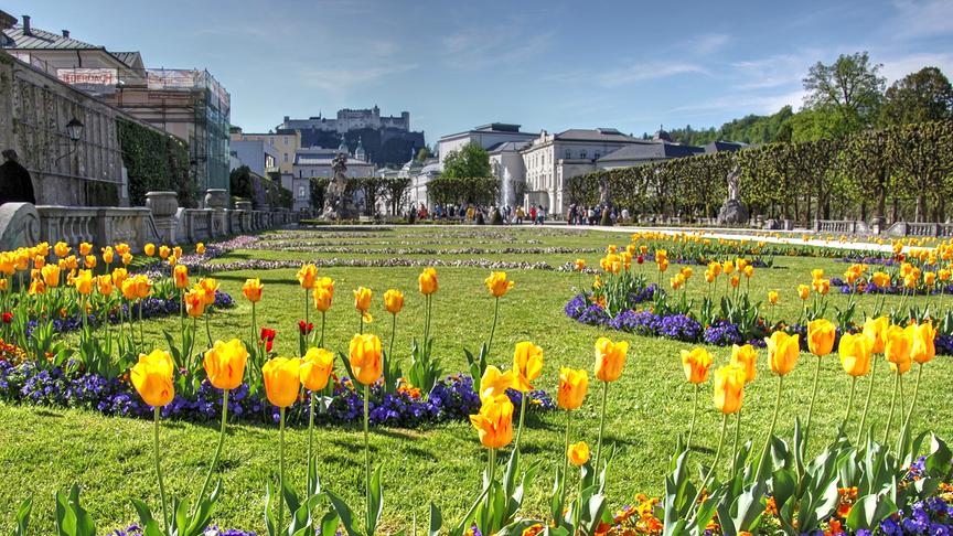 © Emma Sommeregger Blütenpracht im schönen Salzburger Mirabellgarten mit Blick auf die Festung Hohensalzburg. (Emma Sommeregger)