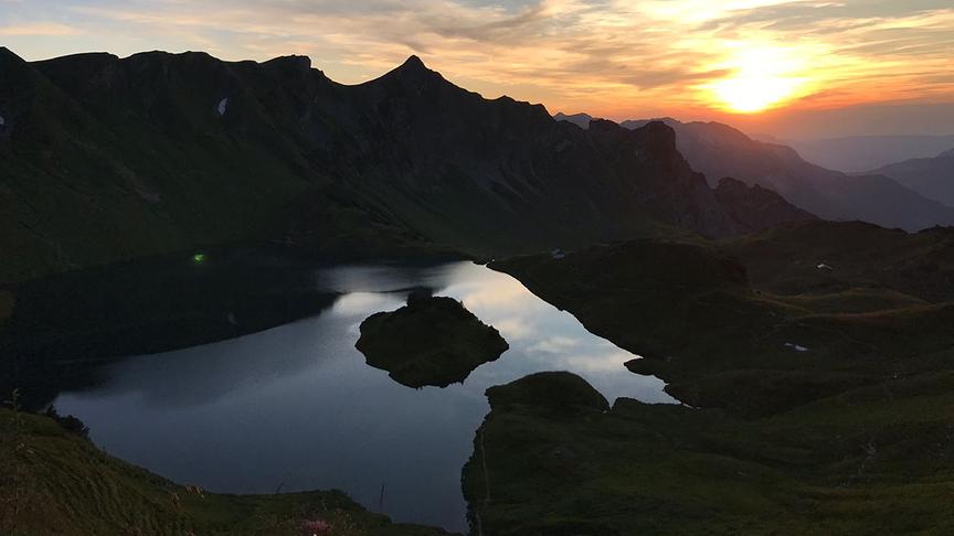 © Florian Gaubatz Der Schrecksee in den Allgäuer Alpen beim Sonnenuntergang. (Florian Gaubatz)