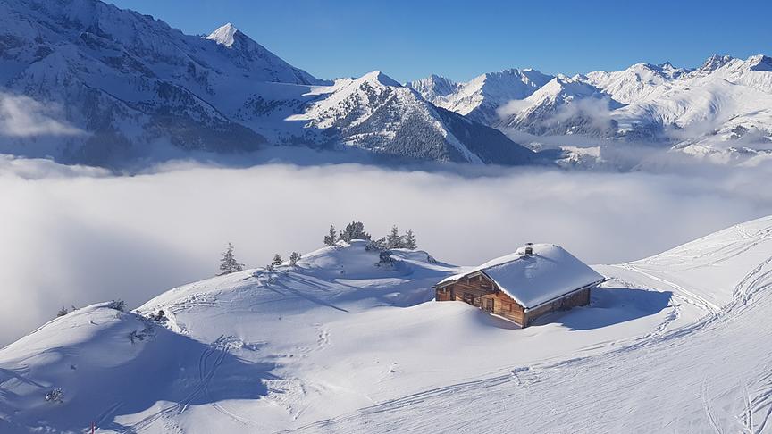 © Heidi Kumpf Kleine Hütte im Skigebiet Finkenberg im Zillertal. (Heidi Kumpf)