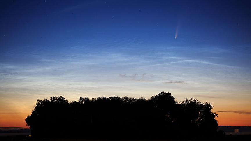 © Reinhard Eiböck Komet C/2020 F3, genannt "Neowise" am Morgenhimmel über Absdorf im Bezirk Tulln. (Reinhard Eiböck)