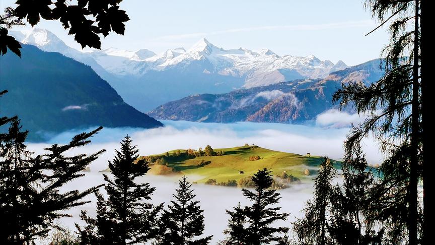 © Georg Ackerer Am Trebesinerweg unterwegs herrlicher Ausblick auf den Kühbühel & hinten das Kitzsteinhorn. (Georg Ackerer)