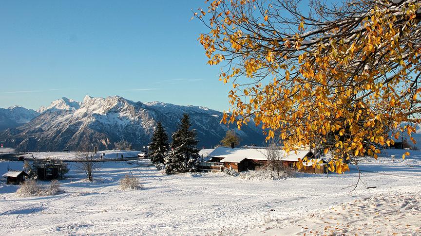 © Emma Sommeregger Heute früh habe ich vom Gaisberg auf den Untersberg geschaut und dabei gleich den Herbst und den Winter auf einem Bild vereinen können. (Emma Sommeregger)